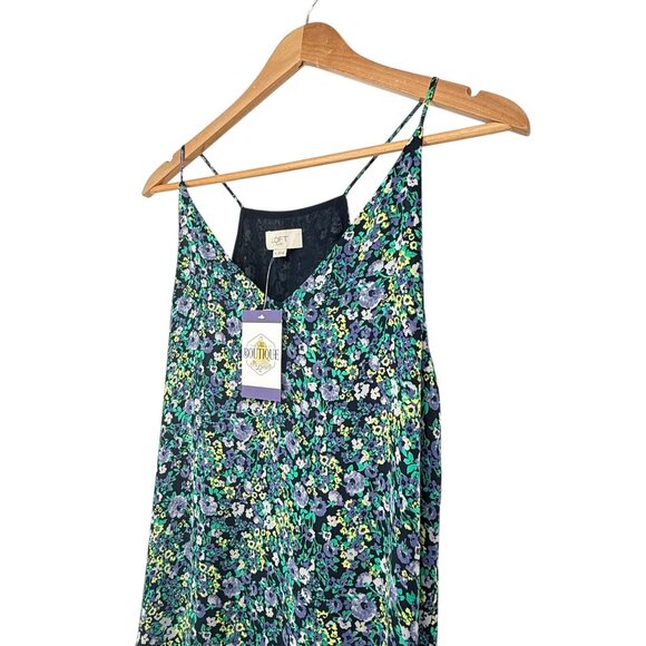NWT Loft Womens M Micro Floral Racerback Tank Top Lined Blue Green Cottagecore - Picture 6 of 16